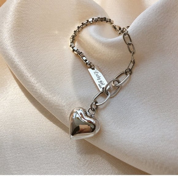 *NEW 925 Sterling Silver Heart Link Chain Anklet - Picture 6 of 13